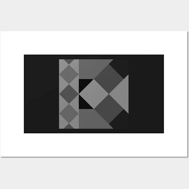 monochrome mid century modern geometrical design Wall Art by pauloneill-art